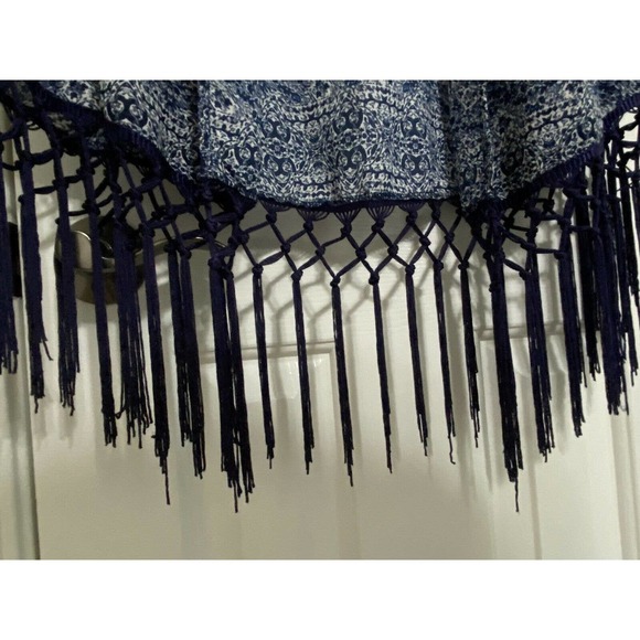 Kimono Swim Cover Up Large Blue Fringe Retail $59 NEW - Picture 4 of 7
